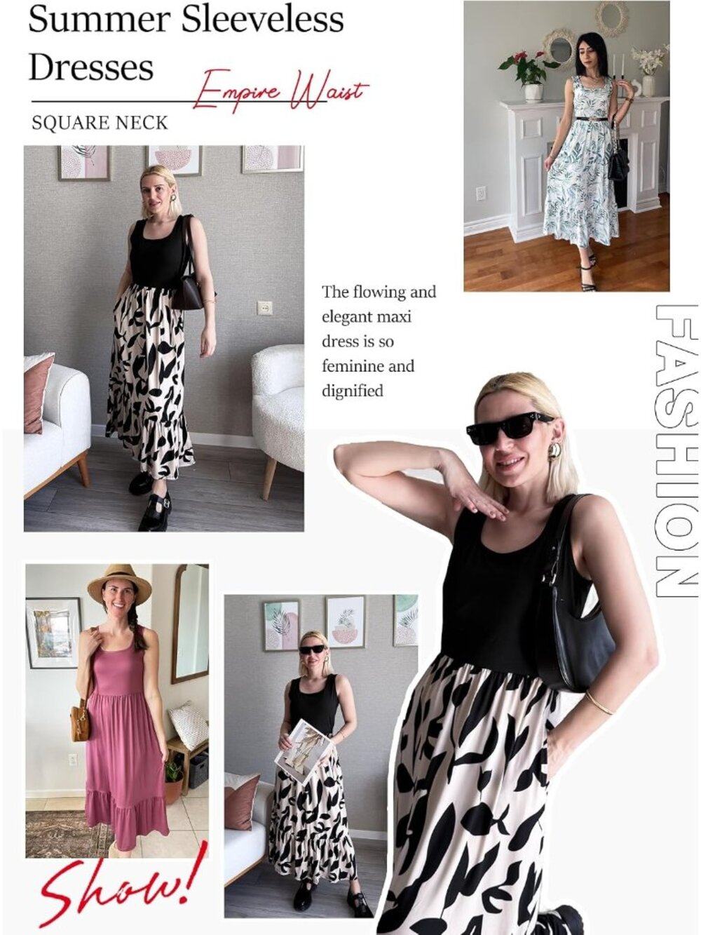 〽️Women's Yellow Floral Maxi Dress Square Neck Tiered Sleeveless Pockets Summer - Picture 6 of 6